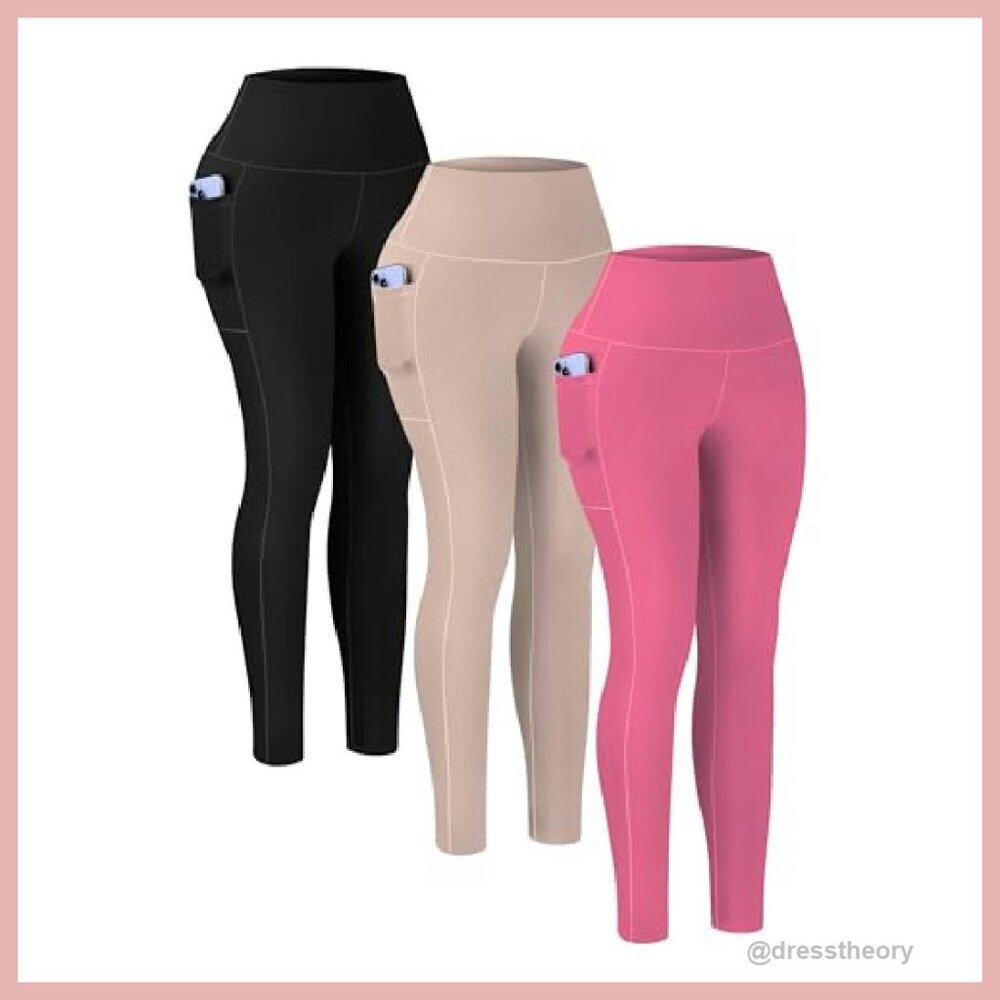 High Waisted Leggings with Pockets Buttery Soft Tummy Control Yoga Pants - Picture 2 of 8